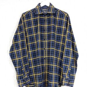 Thomas Dean Plaid Woven Dress Shirt